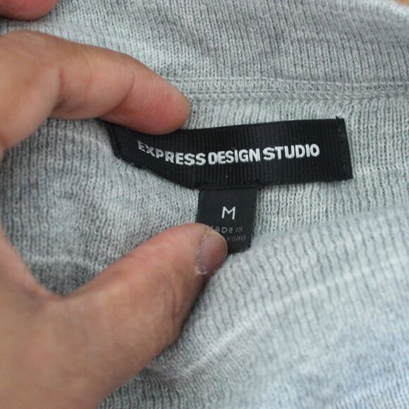 Express Men's Gray Stripes Sweater Cardigan Sz M Button Up Academia Preppy NWOT - Picture 4 of 6